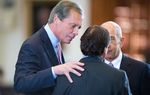 Lt. Gov. David Dewhurst persuades State Sen. Kevin Eltife, R-Tyler, as Sen. John Whitmire, D-Houston, watches on March 25, 2013.
