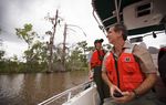 Professor Kirk Winemiller of the Texas A&M Department of Wildlife and Fisheries, on a bayou along the Neches River near Beaumont, Texas Friday, May 30, 2013.