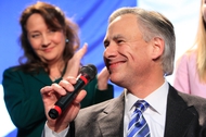 Greg Abbott speaks at the state Republican 2010 watch party at the Texas Disposal Systems Exotic Game Ranch on election night.