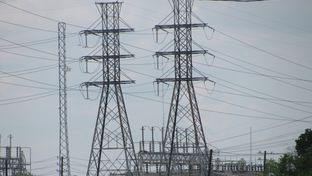 Electricity transmission lines in Houston.