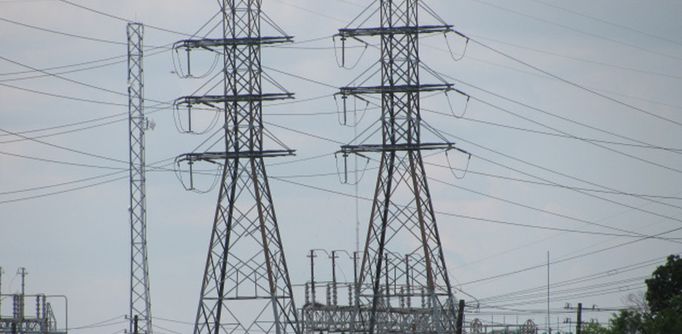 Electricity transmission lines in Houston.