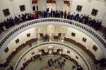 Crowds of visitors, lobbyists, and lawmakers turned out to the Texas capitol for the opening day of the 83rd legislative session, Jan. 8, 2013.