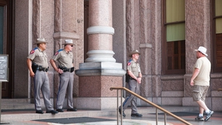 State troopers denying visitor entrance to the Capitol due to a bomb threat on June 18, 2010.