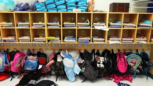 Alex Train's first grade classroom only had 22 students at the beginning of the year, but has added two more since at Wanke Elementary School in north San Antonio, Friday, March 9, 2012.