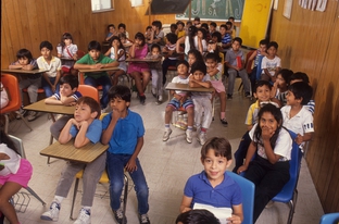 Crowded classroom in Edgewood School District, San Antonio, TX
