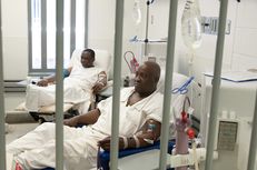 Inmates at a medical facility at The Estelle Unit in Huntsville.