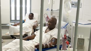 Inmates at a medical facility at The Estelle Unit in Huntsville.
