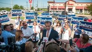 US Senate Candidate David Dewhurst outside Chick-Fil-A in Austin, TX on July 30, 2012