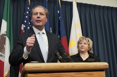 Lt. Gov. David Dewhurst and Sen. Jane Nelson, R-Flower Mound, outline proposals to reduce Medicaid spending in Texas at a press conference on Jan. 16, 2013.