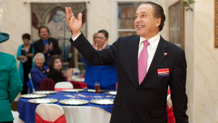 Democratic candidate for Governor Farouk Shami  greets visitors at an evening meet and greet at the Celestial Room in downtown McAllen, TX.