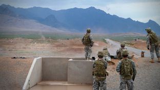 Soldiers on a shooting range at Fort Bliss in El Paso, TX.