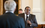 January 25th, 2011: Texas State Senator Troy Fraser answers questions from Senator Royce West  regarding Voter ID bill in Senate which requires Texas voters to show a valid photo ID before voting.