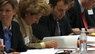 Members of the freshmen class of 2011 at their new member orientation in December 2010.