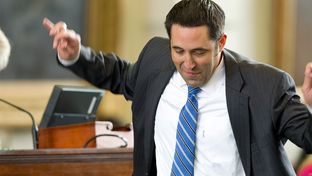 State Sen. Glenn Hegar, R-Katy, reacts to learning he picked a four-year term in the Senate term lottery on Jan. 23, 2013.