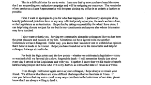 Farewell letter from state Rep. Terri Hodge to House members