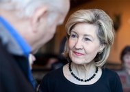 U.S. Sen. Kay Bailey Hutchison talks with supporters at the Bonnie Ruth's Cafe in Frisco during her run for governor.