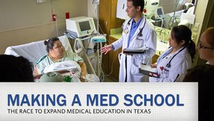 Resident physician Derly Hinojosa talks to Valley Baptist Medical Center patient Norma Linda Garcia during his group's rounds.