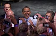 President Obama working the rope line after his Austin Music Hall speech on July 17, 2012.