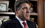 Gov. Rick Perry in his office at the Texas Capitol for a round of press interviews on Feb. 21, 2012.