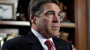 Gov. Rick Perry in his office at the Texas Capitol for a round of press interviews on Feb. 21, 2012.