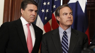 Governor Rick Perry, Speaker Joe Straus and Lt. Governor David Dewhurst after their first weekly breakfast meeting saying they will work together on the state budget. 
