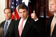 House Speaker Joe Straus, Gov. Rick Perry and Lt. Gov. David Dewhurst