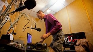 David Babb, the host of the Prison Show broadcast from KPFT, prepares to go on the ari in Houston Friday Feb 24, 2012.
