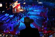 Texas delegate checks out the floor of  the convention space before events begin at the Tampa Bay Times Forum in Tampa, Florida, on Wednesday August 29, 2012 on the third day of the Republican National Convention events.