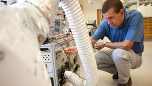 Robert J. Griffin, a soot expert at Rice University in Houston, in his on-campus lab on Wednesday, June 20, 2012.