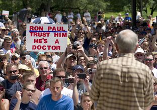 Ron Paul at a rally at the Texas Capitol on May 6, 2012.