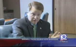 Screengrab of state Sen. Brian Birdwell on KWTX-TV in Waco.