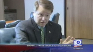 Screengrab of state Sen. Brian Birdwell on KWTX-TV in Waco.
