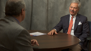 TLR President Dick Trabulsi with the Tribune's Ross Ramsey.
