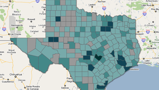 Interactive map shows per capita revenue from mixed beverage taxes. 