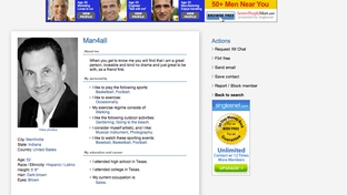 Screenshot of "Man4all" page on Singlesnet.com with Democratic land commissioner candidate Hector Uribe's photo.