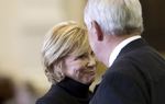 Sen. Florence Shaipro talks with a colleague as the Texas Senate discusses the Voter ID for most of the day Tuesday. 