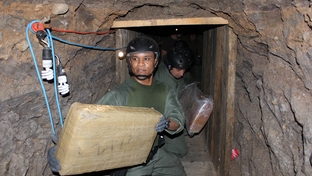 U.S. Immigration and Customs Enforcement inside an elaborate cross-border drug smuggling tunnel discovered inside a warehouse near San Diego, CA.