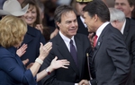Speaker Straus and Gov. Rick Perry shake hands at the 2011 Inauguration.