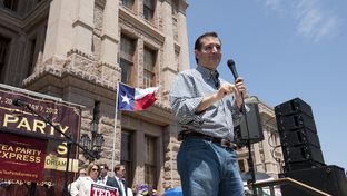 U.S. Senate candidate Ted Cruz speaks at the Texas Tea party rally Sunday May 6, 2012 at the Texas Capitol.  Cruz is trailing frontrunner David Dewhurst in the race to replace current Sen. Kay Bailey Hutchison.