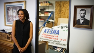 Kesha Rogers,  a LaRouche candidate running in the Democratic primary for U.S. Congress District 22 once held by Tom Delay, at a LaRouche office in Houston Monday, March 19, 2012.
