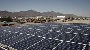 Rooftop solar panels on Ft. Bliss Army installation on April 23, 2012