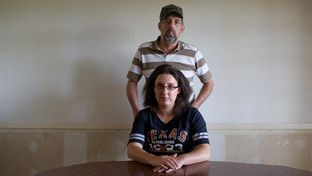 Michelle Gaines, 26, and her father Michael Gaines in their home in Palestine, TX, on Sunday, July 22, 2012.