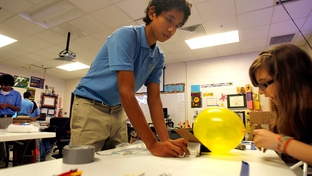 Sophomore student Miguel Nava works on a science experiment at the San Juan Idea Public Schools Tuesday morning in San Juan, Texas November 23, 2010.