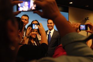 San Antonio Mayor Julián Castro after a debate on the future of Texas politics with Ted Cruz at The Texas Tribune Festival on Sept. 22, 2012.