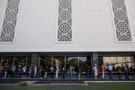 Voters wait in line to cast their ballots at the Flawn Academic Center on the University of Texas at Austin campus on Tuesday, Nov. 6, 2012 in Austin, Texas.