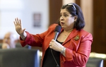 Sen. Leticia Van de Putte asks questions of a witness as the Texas Senate debates Voter ID legislation as a Committee of the Whole.