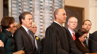 Wallace Jefferson swearing in Joe Straus at the 82nd Legislative Session. 