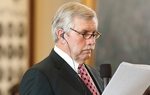 January 25th, 2011: Texas State Senator Troy Fraser answers questions from Senator Royce West  regarding Voter ID bill in Senate which requires Texas voters to show a valid photo ID before voting.