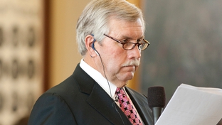 January 25th, 2011: Texas State Senator Troy Fraser answers questions from Senator Royce West  regarding Voter ID bill in Senate which requires Texas voters to show a valid photo ID before voting.