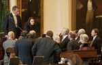 Senators gather in Texas Senate well as they discuss SB 14 Voter ID January 26th, 2011